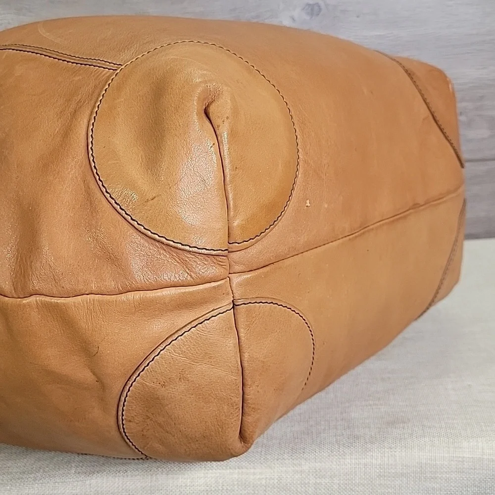 Large Claudia Firenze Tan Leather Slouchy Hobo Bag